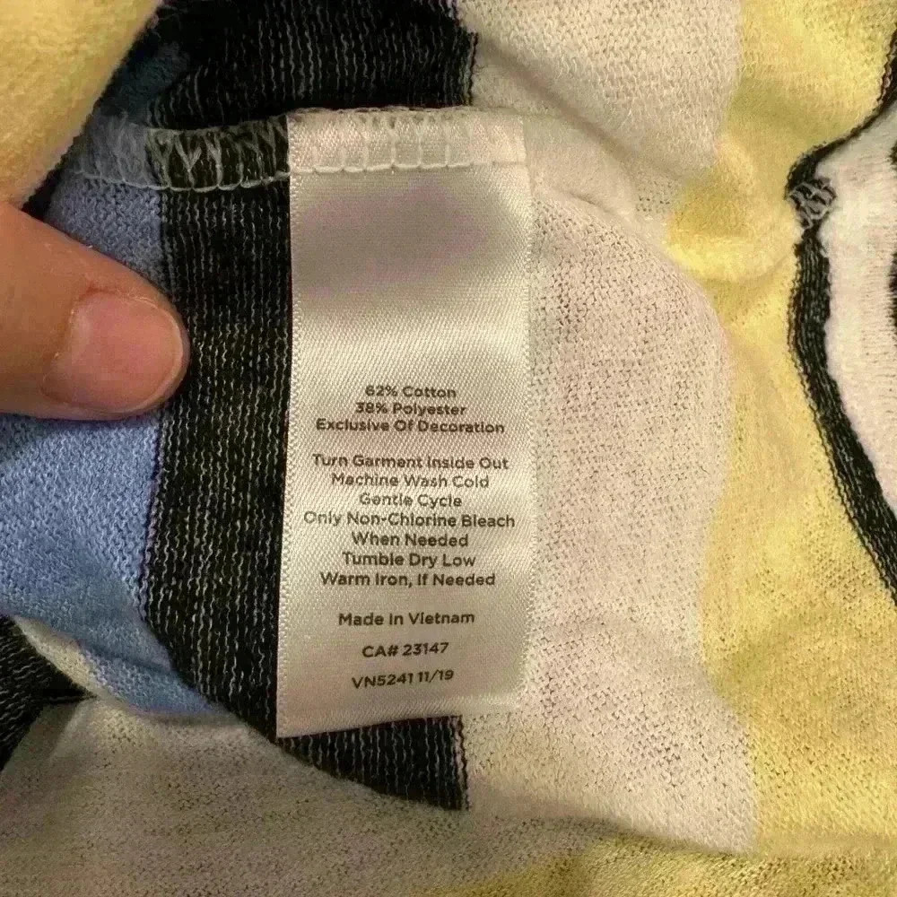 T by Talbots women’s small striped long sleeve shirt yellow white blue black - Picture 7 of 11